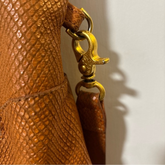 FOLEY + CORINNA City Tote Handbag Croc Embossed Leather Mid Shoulder Bag Brown - Picture 4 of 11